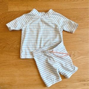 H&M Light Blue Striped Swimsuit Set